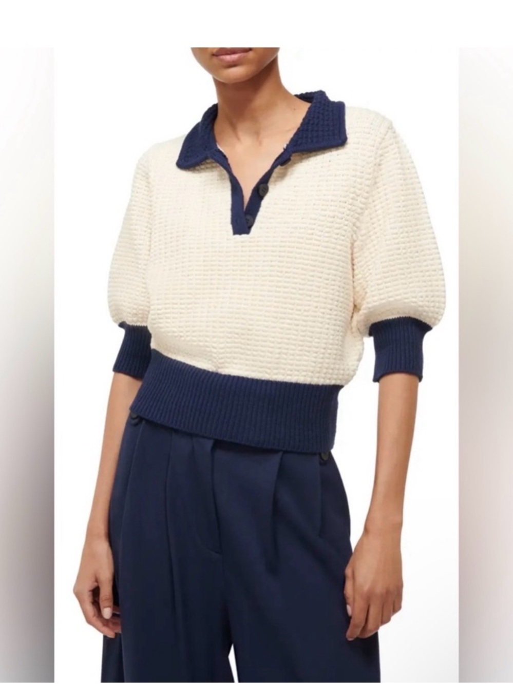 Staud Altea Sweater Cotton Waffle blend XS NWOT